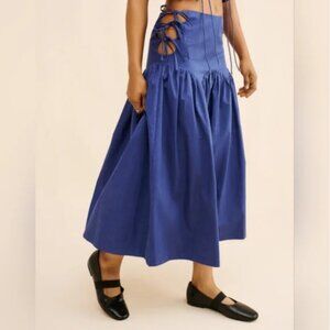 Anthropologie Allina Liu Midi Cotton Denim Skirt size S